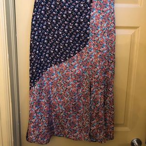 Urban outfitters ditsy floral skirt patchwork pattern skirt XL 12 side slit midi